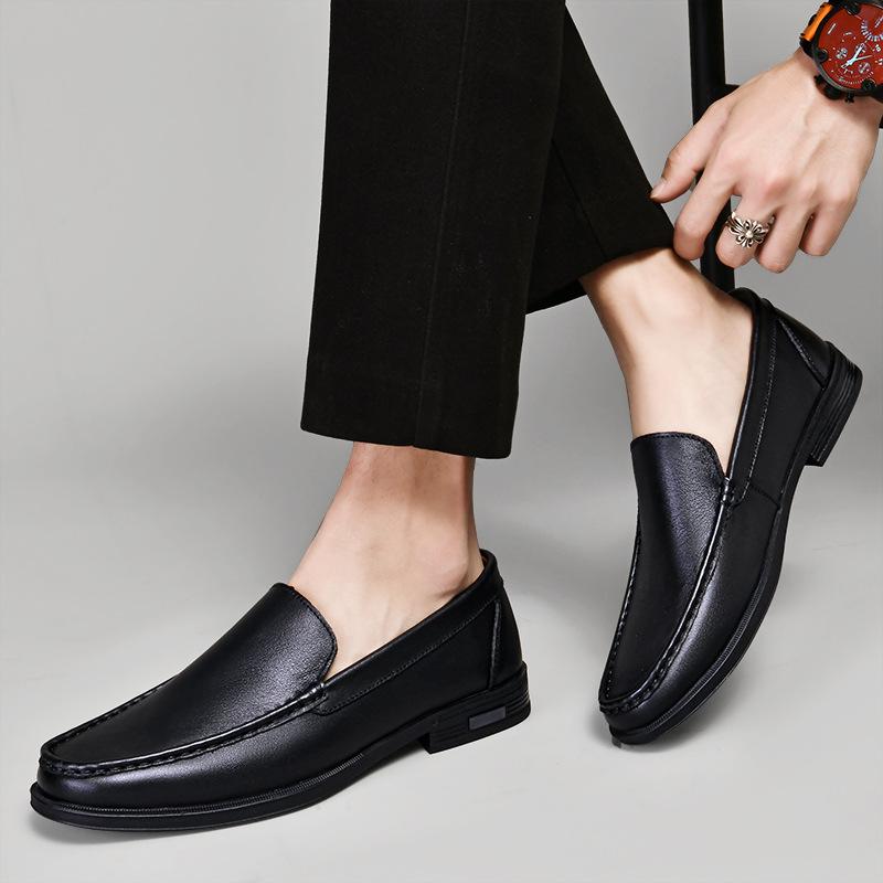 Large size 46 cowhide men's casual little white shoes business dress foot cover hollow breathable leather shoes