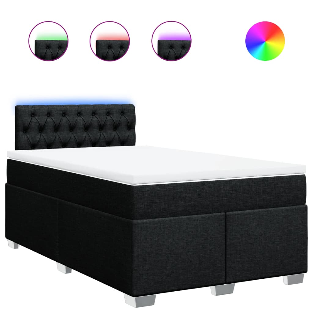 Box Spring Bed with Mattress Black 120 x 190 cm Fabric