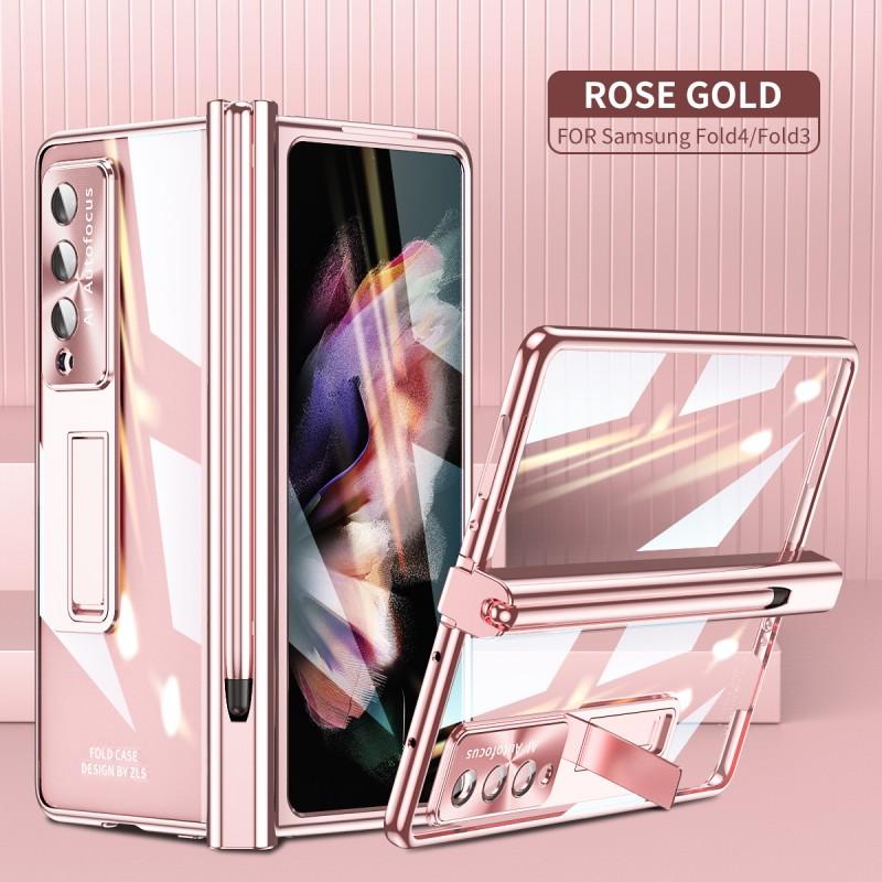 Galaxy Z Fold4 Magnetic Snap Case With Kickstand Full Coverage PCMetal Shell Anti-Scratch Shockproof Cover