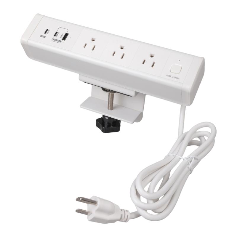 Desk Edges Mounted Power Strips with USB C Fast Charging Port and 3AC Outlets for Office Hotel Dormitory Use