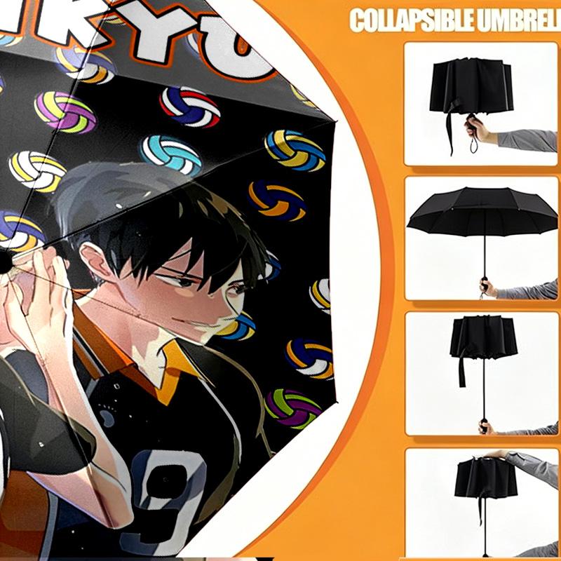 Haikyu Print Umbrella Automatic Opening/ Closing - Portable Foldable Design - Daily use for Travel/Outdoor - Gift for Birthday