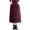 Women Down Skirt Elastic High Waist Large Swing Design Midi Skirt with Pockets Solid Color A-Line Windproof Skirt