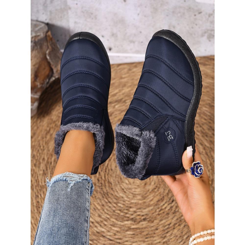 Wasserdichte Damen-Schneestiefel, warme Winter-Plüsch-Kurzstiefel, neue, verdickte, flache, rutschfeste Freizeitschuhe