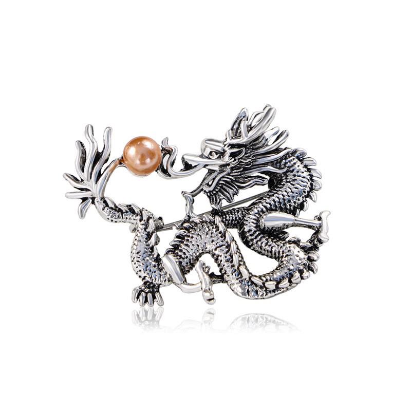Retro Drip Oil Cartoon Dragon Brooch - Men's Suit Pin Accessory