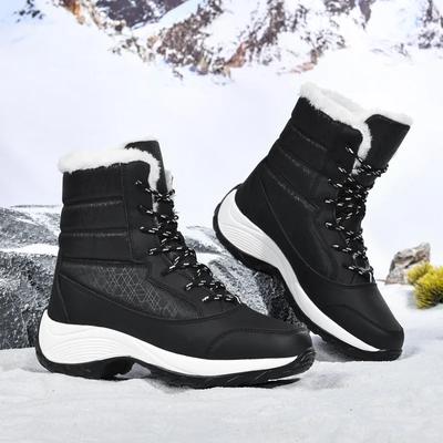 Stivali da Neve da Donna Inverno Antifreddo Stivali Caldi di Cotone a Gambale Alto Stivali da Neve Unisex a Gambale Alto con Velluto Aggiuntivo Eleganti Scarpe Invernali Calde