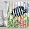 Coastal Marine Shower Curtain: Dolphin, Starfish, Seahorse, Seashell, Sea Turtle - Moisture-Proof, Mildew-Resistant, Waterproof, Beach Bathroom Décor