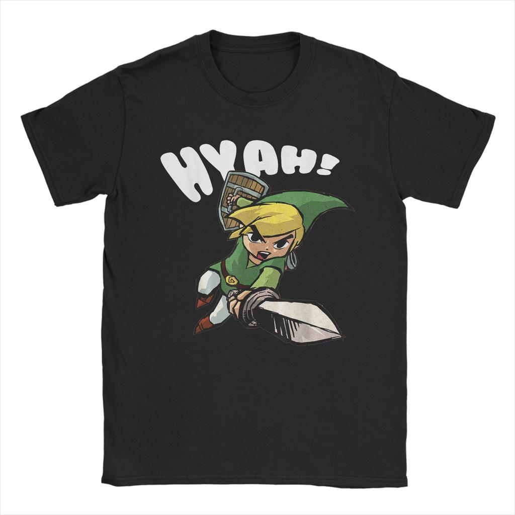 Zeldas Link Hyah Poster T Shirts Unisexs Pure Cotton Novelty TShirts Round Collar Tees Short Sleeve Tops Gift Idea