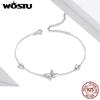 WOSTU Nueva Llegada Pulsera Original de Mariposa de Plata 925 Cadena de Eslabones Ajustable Brillante de Circonita Para Joyería de Mujer CQB197
