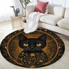 Golden Framed Black Cat Round Area Rug,Carpet Rug for Living Room Bedroom Sofa Playroom Decor,Non-slip Floor Mat