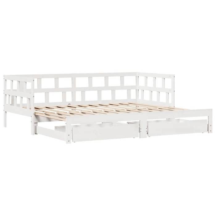 VidaXL Daybed and Trundle Bed and Drawers 80x200 Cm Solid Pine Wood, Sofa Bed, Guest Bed, Wooden Daybed, Bed 3302210