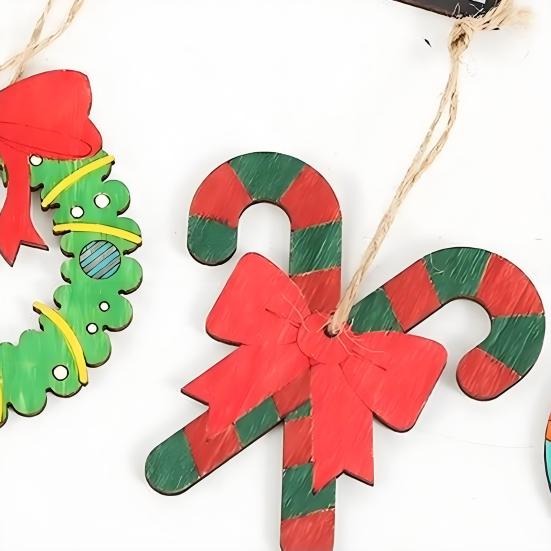 12 Pcs Wooden Christmas Ornaments To Paint Diy Blank Unfinished