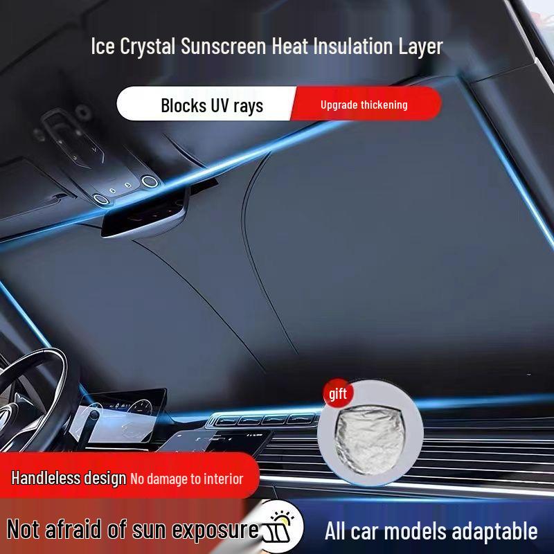 Car Sunshade Umbrella for Front Windshield - Heat Insulation & Sun Protection Large [145x80] Upgraded Thickened Titanium Silver