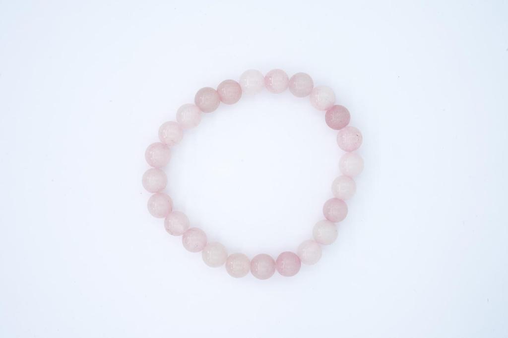 Zartes rosa Rosenquarz-Perlenarmband, Unisex-Edelsteinarmband, Elegantes Natur-Edelsteinarmband, Rosa Rosenquarz für den Alltag