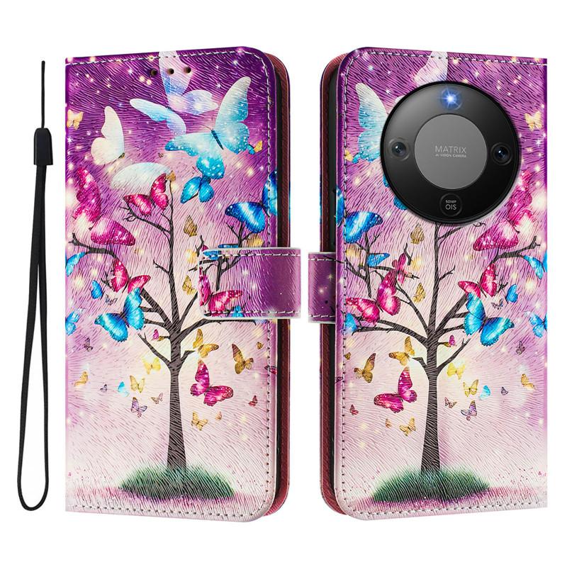 Luxury Flip Leather Case For Honor Magic8 Lite Flip Cover On For Honor Magic 8 Pro Lite BKQ-AN10 AN00 Wallet Bags Flower Cases