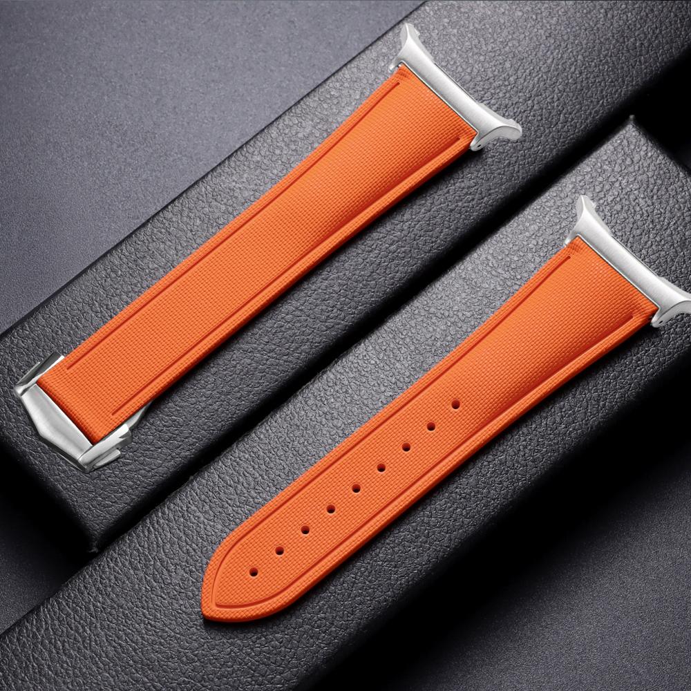 FKM Rubber Watch Strap for Samsung Galaxy Watch Ultra 47mm Bracelet for Galaxy Watch 7 47mm No Gap Wrist Band for Women Men Band