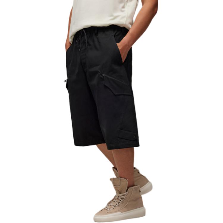Y-3 Solid Color Elastic Waist Straight Leg Pocket Casual Shorts Men shorts Black IN4347