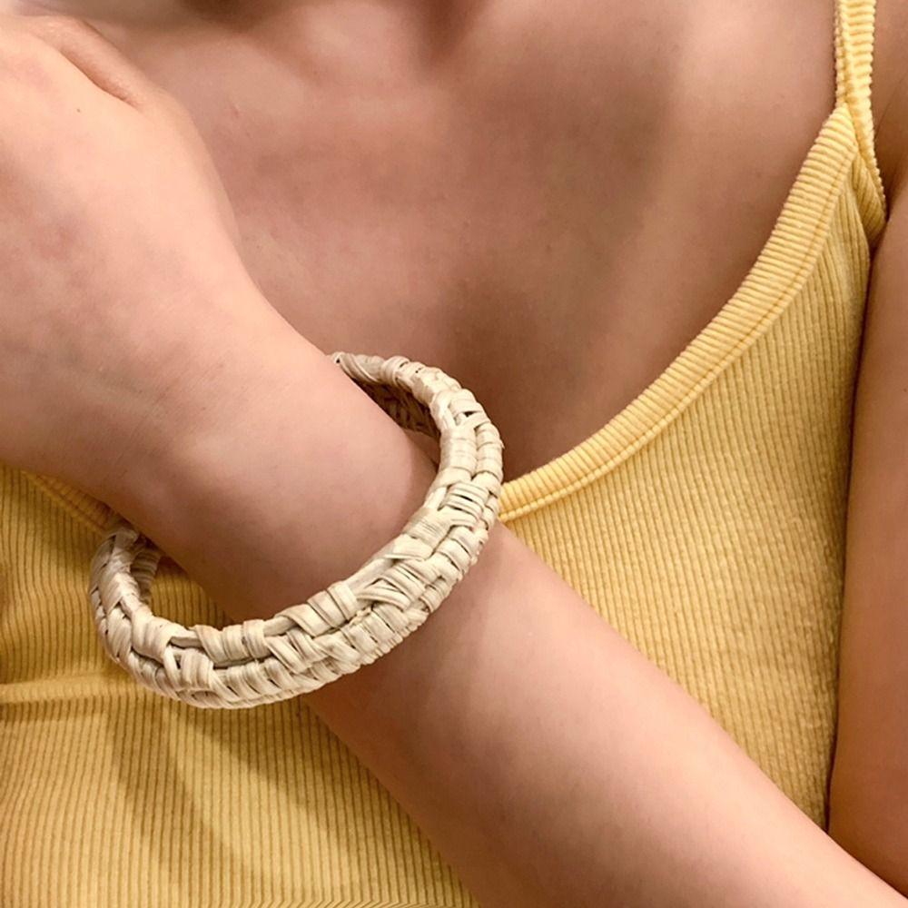 Simple Rattan Woven Bracelet Vintage Bohemian Braided Bracelet Creative Ethnic Style Bangle  Beach