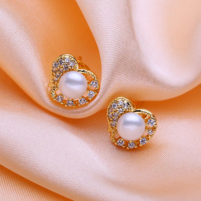 seniko Brincos de Pérola de Água Doce Natural Para Mulheres Amigas Moda Cor Ouro Brincos de Coração Presente de Aniversário