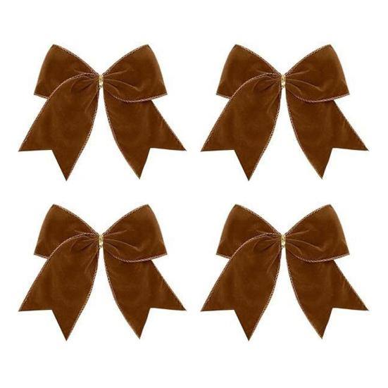 4/12ks Velká vánoční sametová mašle dekorace Vintage jednobarevná závěsná mašle ozdoba Vnitřní Venkovní Vánoční svátky Párty Látková mašle Věnec Strom Dekorace