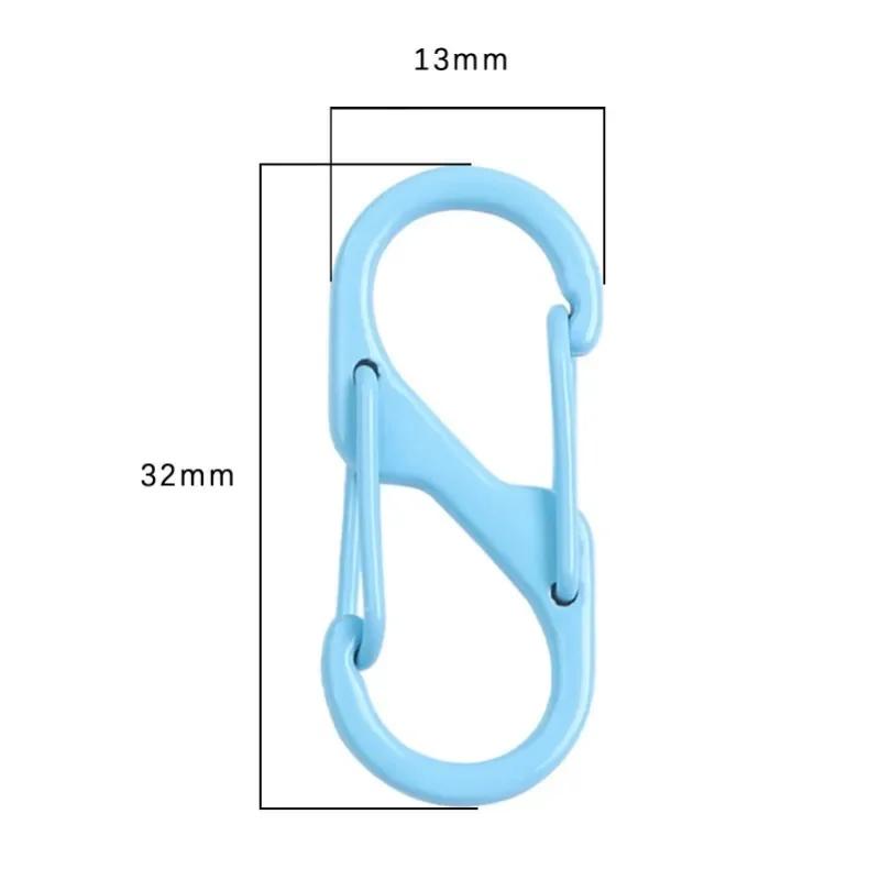 4pcs S Type Colorful Alloy Paint Spring Buckle Carabiner Anti-Theft Mini Keychain Hook Backpack Outdoor Hanging Connection Ring
