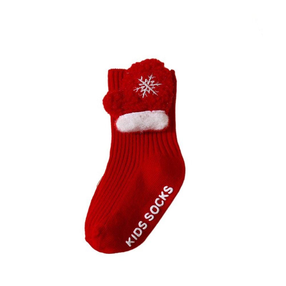 Cute Soft Christmas Baby Socks Anti Slip Thicken Newborn Floor Socks Cotton Middle Tube New Year Toddler Socks Kids