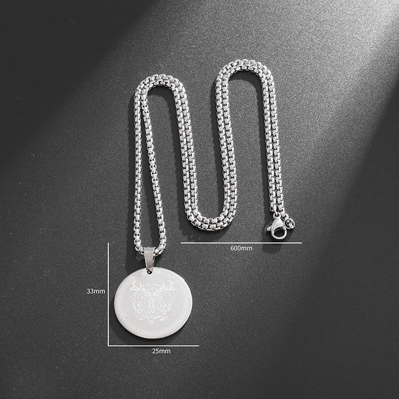 European and American Popular Sheep Head Hang Nordic Mythology Stainless Steel Simple Trendy Personalized Geometric Necklace