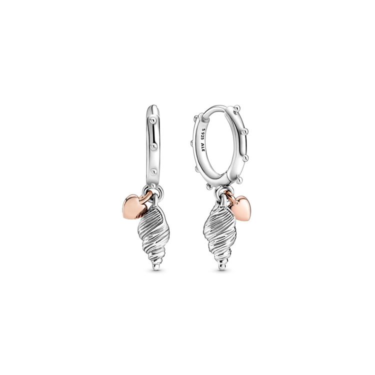 Pandora Heart Shell Shape Pure Silver 14K Rose Gold Plated Earrings Women earrings 289000C00 Box