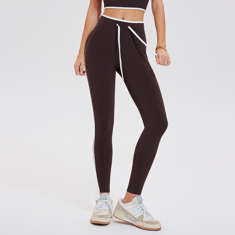 

Spring Color Block High Waist Yoga Pants - Women s Elastic Outdoor Cycling & Fitness Tights Large