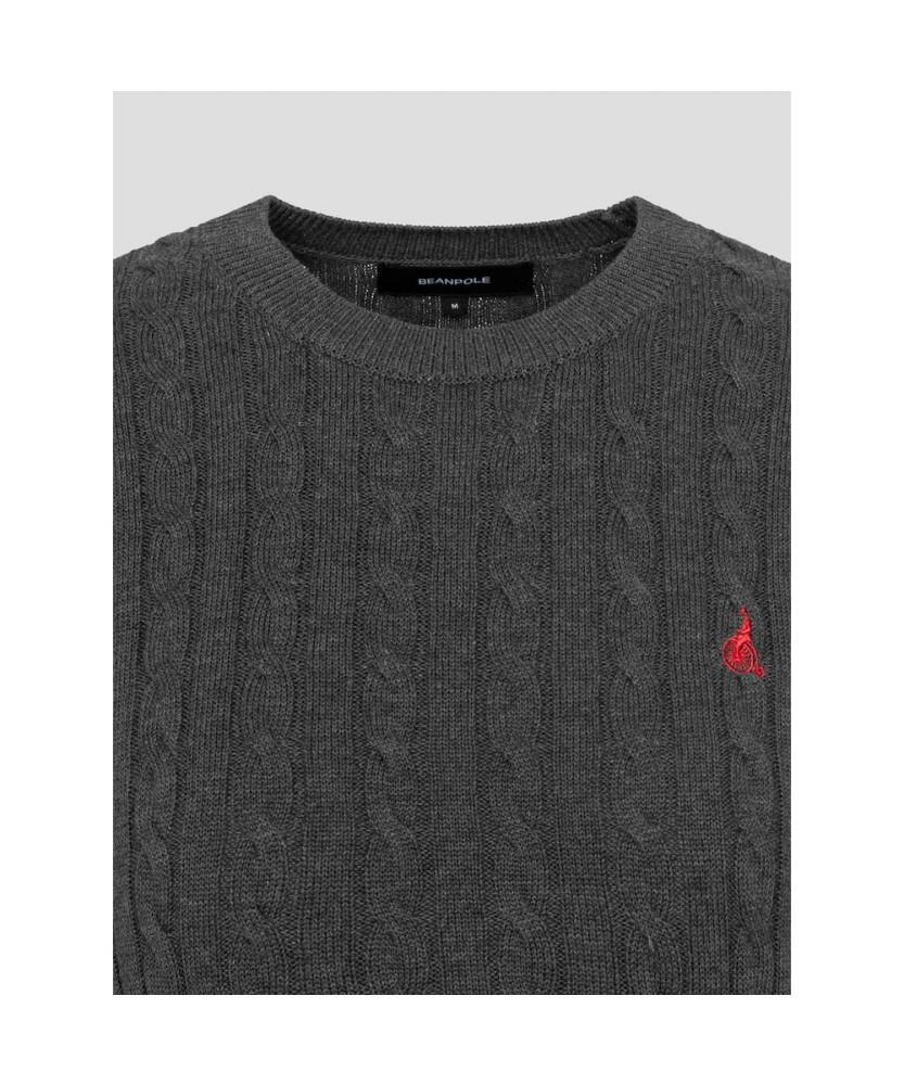 Binpolleidiseu [Essential] Cotton Cable Round Neck Short Sleeve Pullover Ash (Bf6751E024)