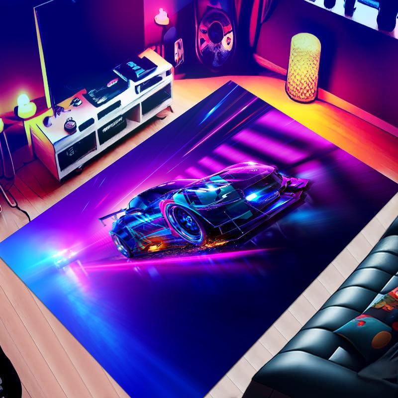 Living Room Carpet  Rock Punk Personalized Car Pattern Rug Living Room Bedroom Anti Slip Mat Home Decoration