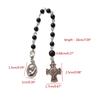 Classic Black Rosary Cross Bracelet Elegant Vintage Black Bead Bracelet Cross Pendant Hand Decorations Bracelets