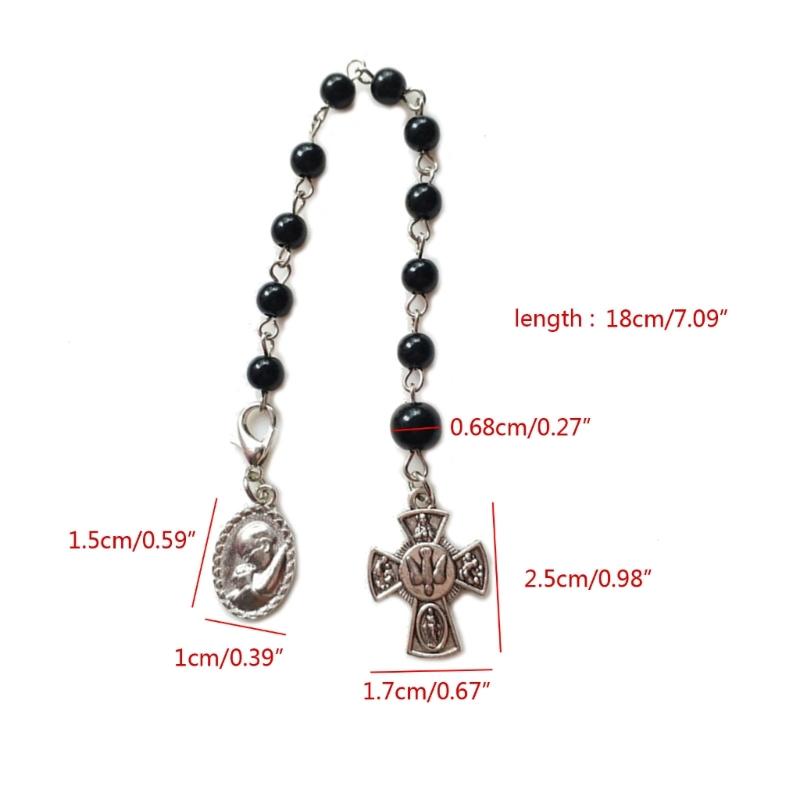 Classic Black Rosary Cross Bracelet Elegant Vintage Black Bead Bracelet Cross Pendant Hand Decorations Bracelets