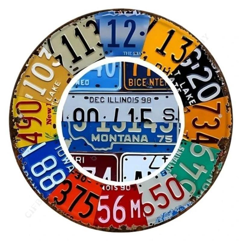 Vintage Round Train Tin Sign, Home Bar Cafe Garage Decor