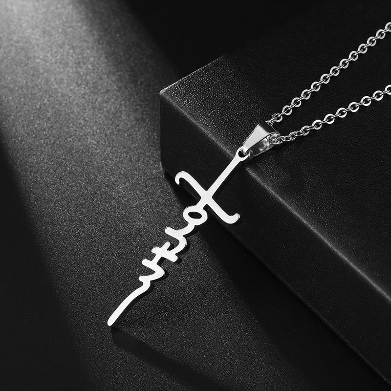 Hot Selling Stainless Steel Cross Necklace with English Letter Cross Necklace