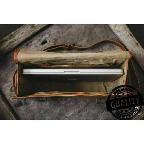 Handgefertigte Vintage-Laptop-Messenger-Aktentasche aus Leder, neu, echt, für Herren