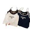 2024 Women's Slim Fit Letter Print Camisole: Sweet & Spicy Style with Chest Pad for Summer