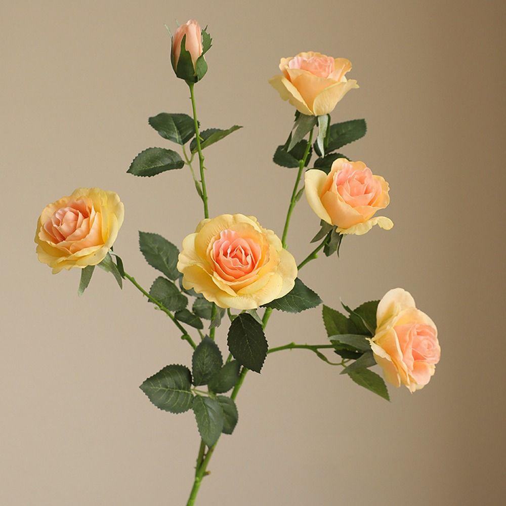 Large Simulation Rose Flower Branches Real Touch Fake Flower  Home Living Room Decor