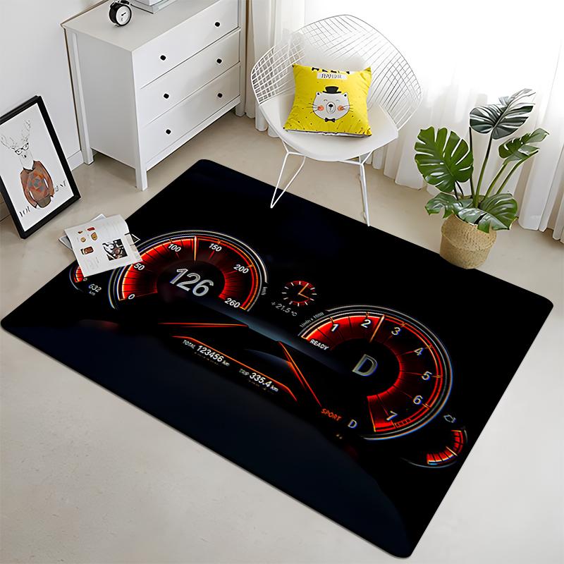 Racing Dashboard Cool Pattern Decorative Square Rug Modern House Living Room Floor Matte Bedroom Carpet Art Poster Mat Fans Gift