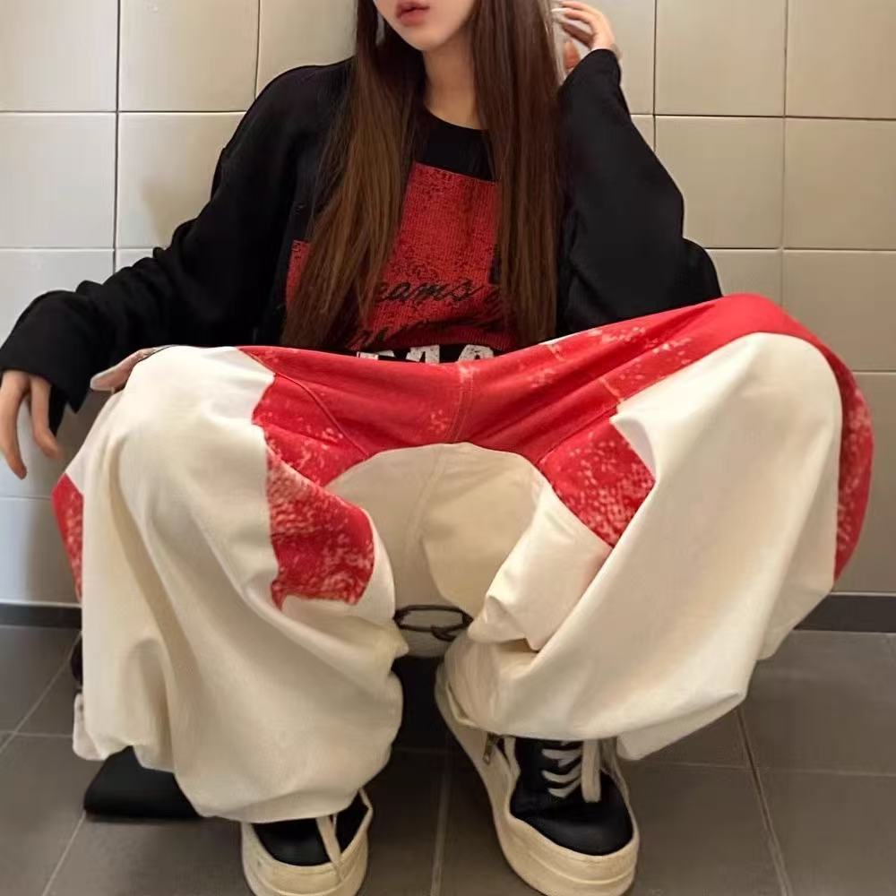 BeatStreet Women White Baggy Jeans Harajuku Vintage Y2k Wide Leg Denim Trousers Oversize Jeans Long Pants Japanese 2000s Style Clothes