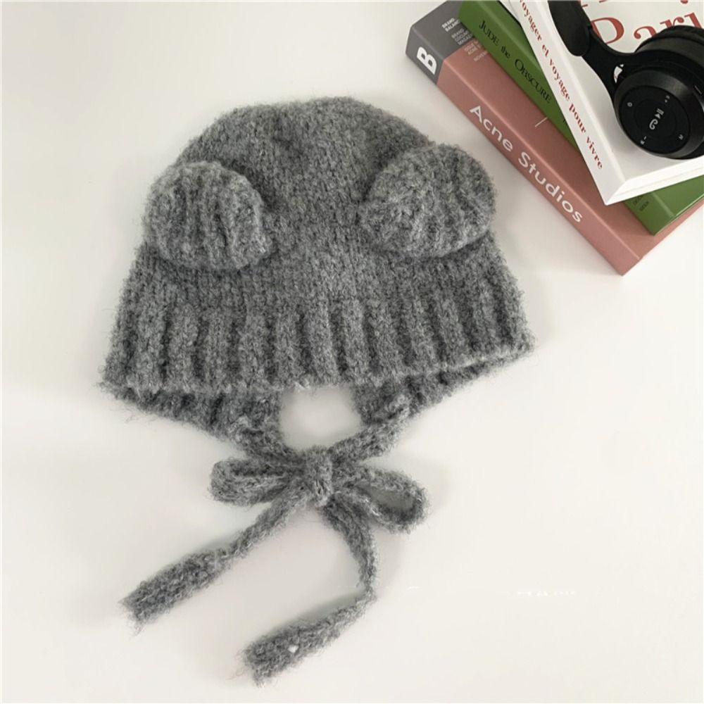 

Мультяшные шапки-бини с медвежьими ушками Y2K Милая вязаная шапка Милая детская шапка Малыш