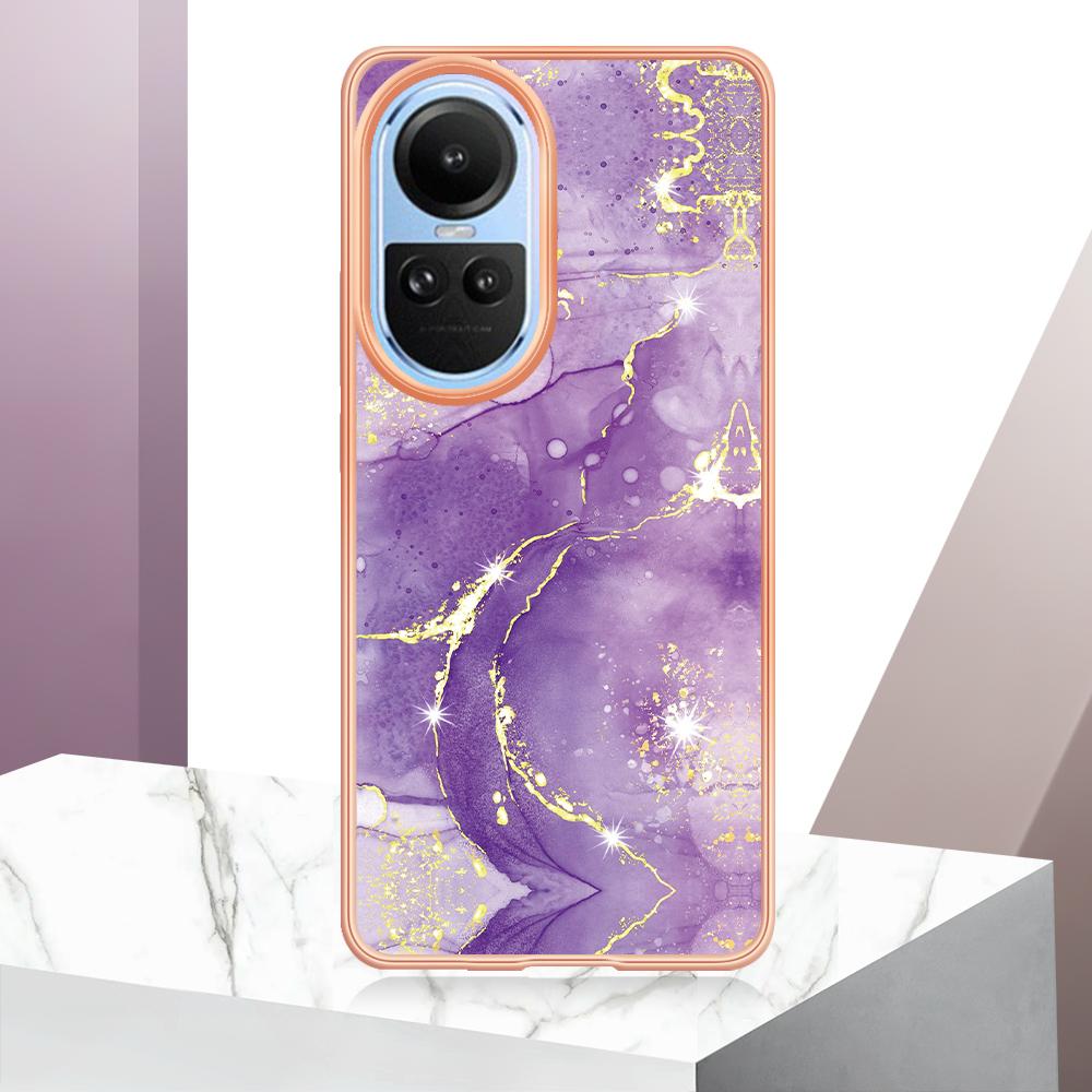 For Oppo Reno10 5G (Global) TPU Case with IMD Marble Pattern Electroplated Back Cover