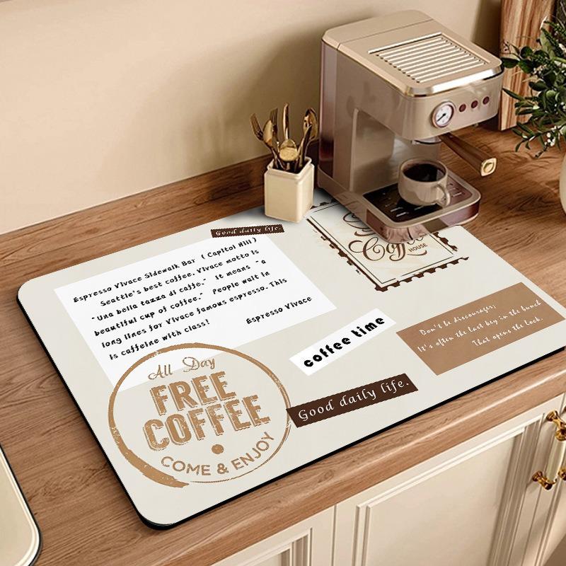 American Coffee Machine Drain Mat, Quick Drying Mat with Water Absorption, Household Kitchen Mat, Insulated Placemat