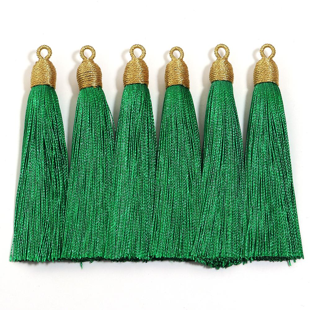 6pcs/Lot 85mm Gold Color Head Tassel Fringe Handmade Polyester Silk Tassel with Hanging Loop Bookmark Jewelryy Making Bookmark