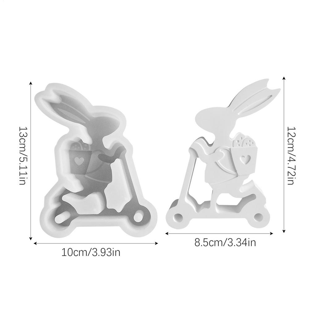 Silicone Bunny Mold Non-Stick Beginner-Friendly Easter Cycling Bunny Sculpture Mold For Concrete Clay Epoxy Resin Adults Family