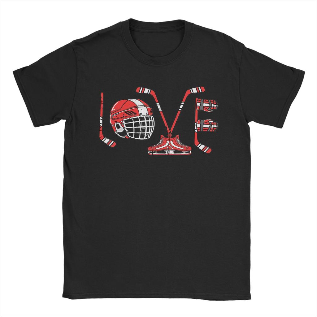 Funny Valentines Day Love Ice Hockey Items Unisex Boys TShirt for Unisex Round Collar 100 Cotton Tee Shirt Gift Idea Tops