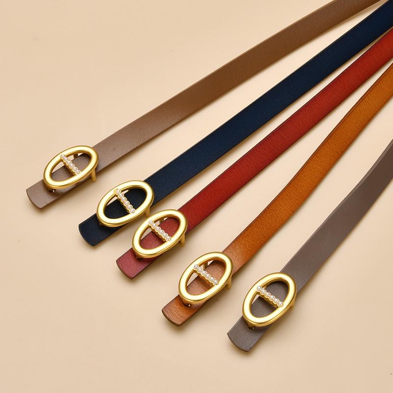 Slim Belt Women's Dress Belt Women's Retro Cowhide Hand Belt Belt Belt Belt