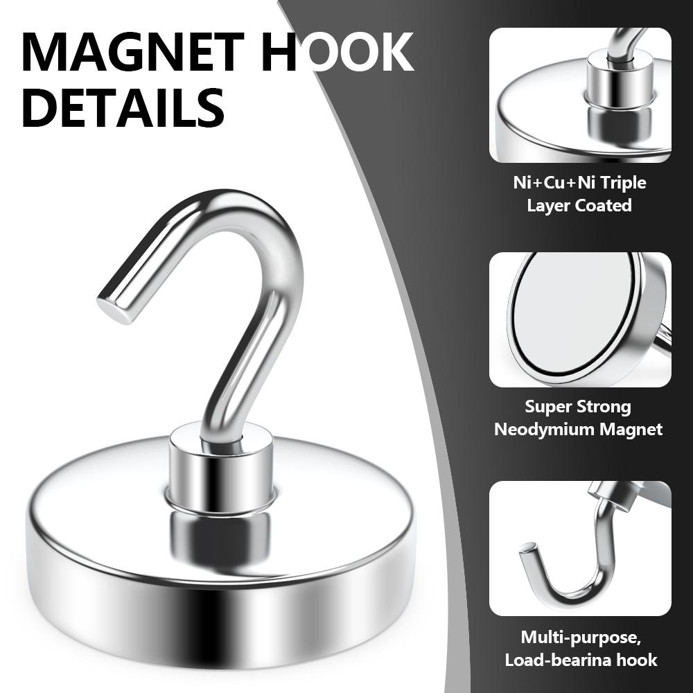 N52 Strong Magnetic Hooks Load Bearing Hook MultiPurpose Storage for Home Kitchen Bar Storage Key Hanging Hanger
