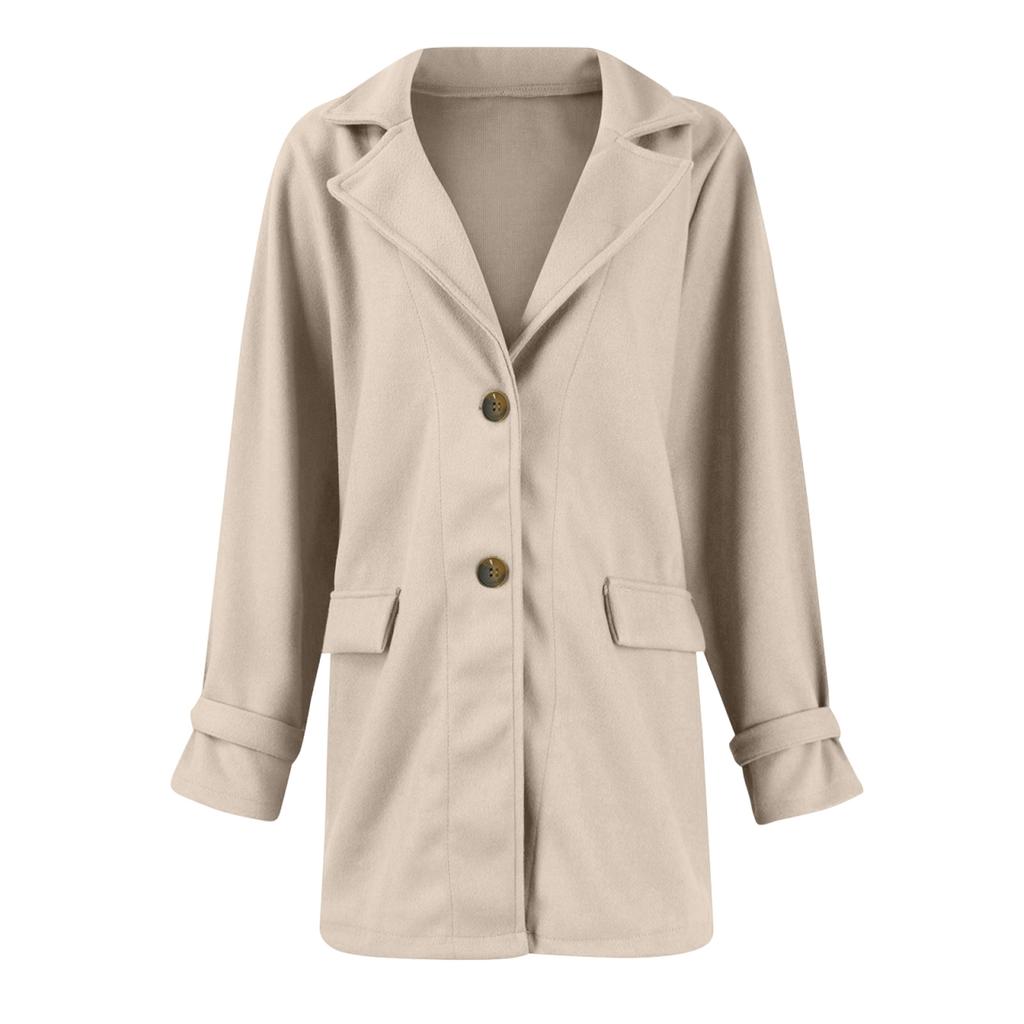 Ladies' Casual Lapel Single Breasted Long Sleeved Jacket Coat