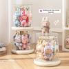 1pc Rotating Display Case Transparent Stackable Dustproof 360 Rotating Plush Toy Display Box for Labubu Collector Showcase Decor