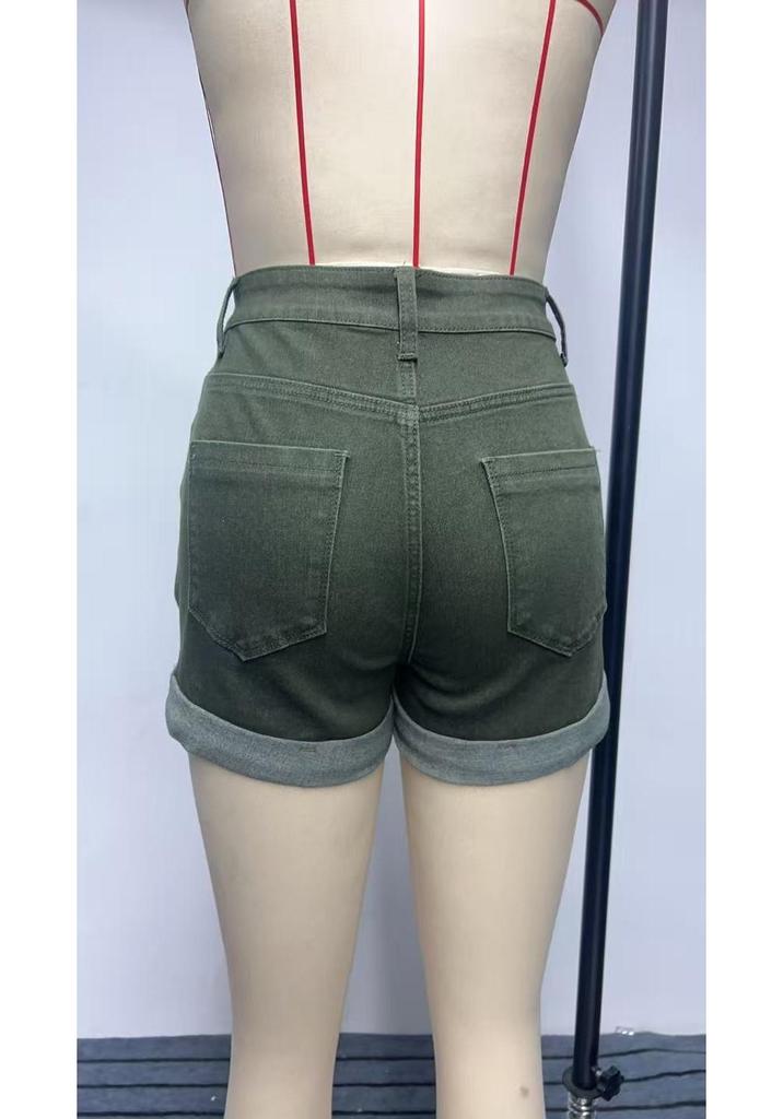 High-Waisted Women's Elastic Denim Street Style Shorts